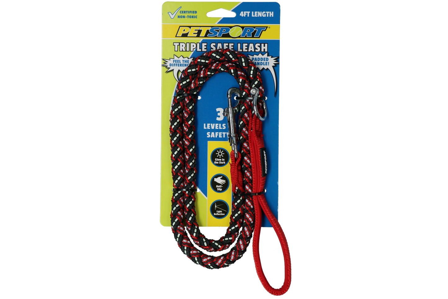 Triple Safe 4ft Leash Red