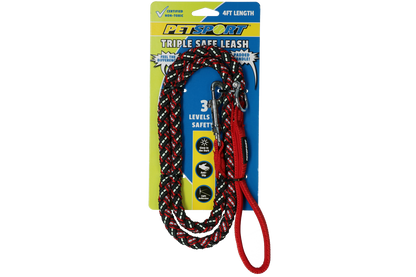 Triple Safe 4ft Leash Red