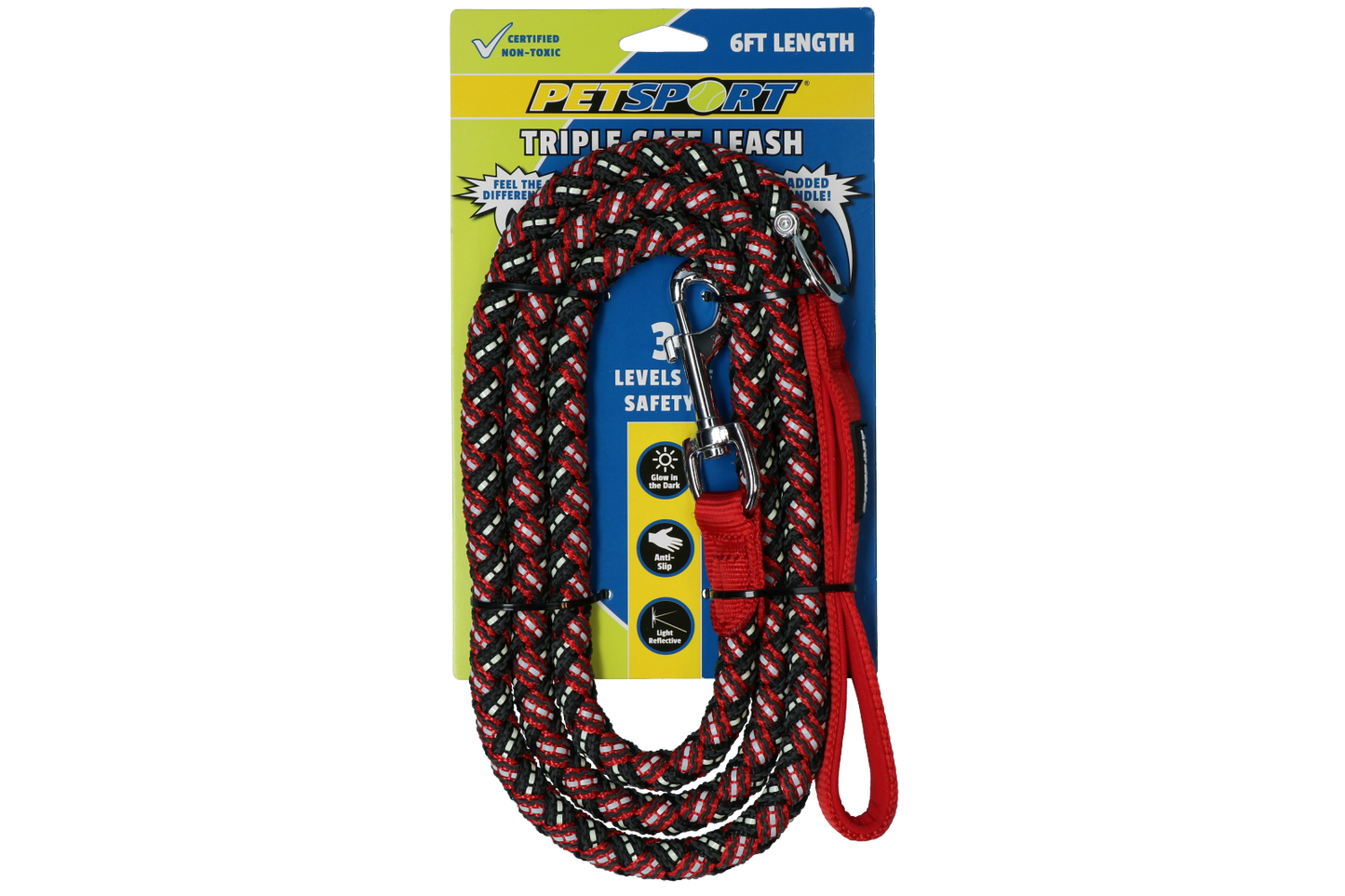 Triple Safe 6ft Leash Red