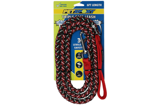 Triple Safe 6ft Leash Red