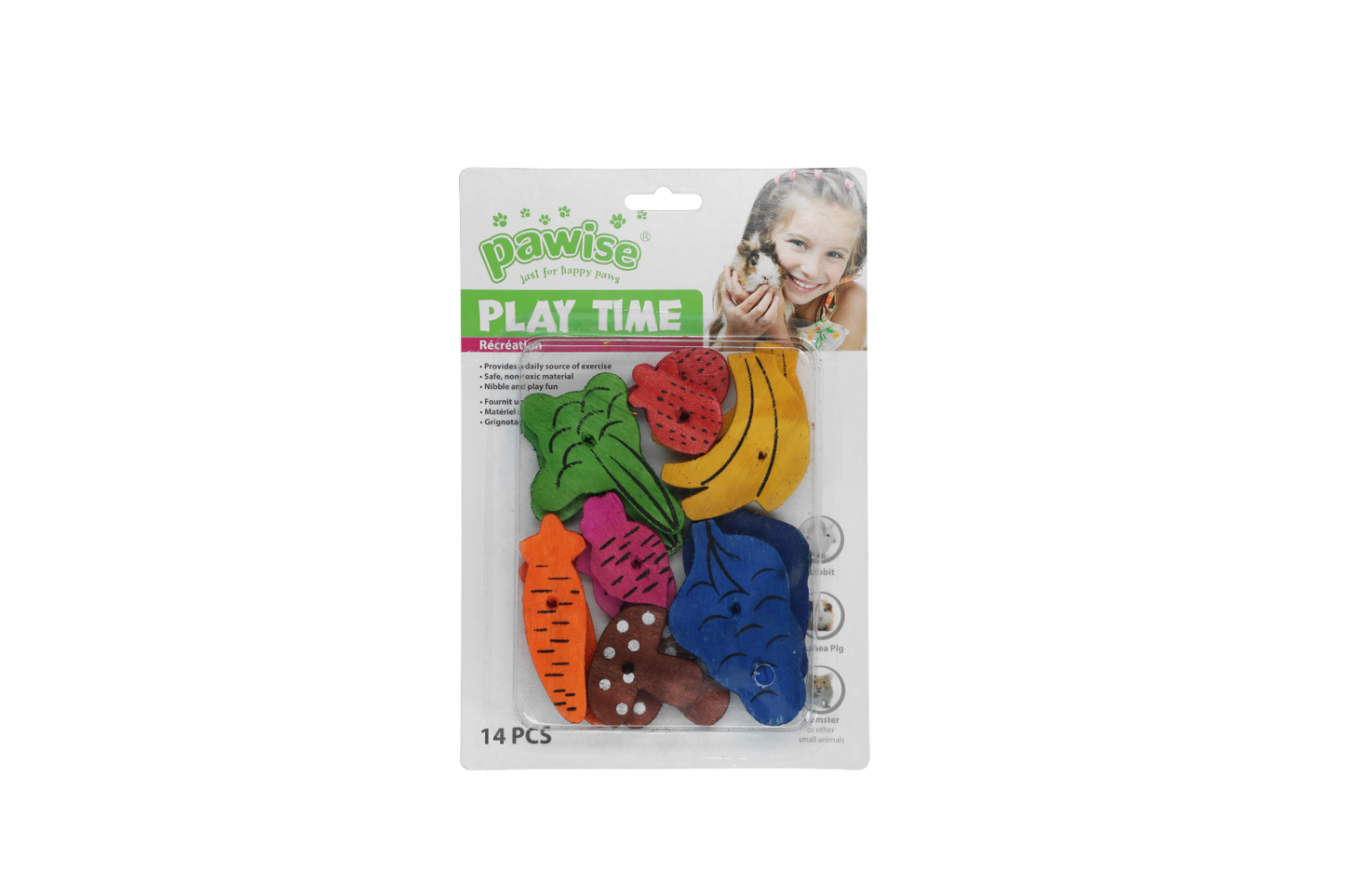 Small pet play toy-fruit/veggie mix 14pk