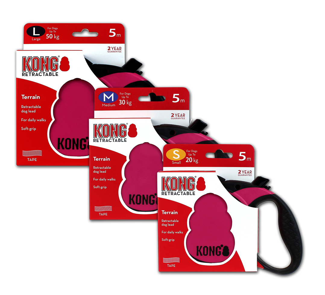 KONG Retractable Leash Terrain Pink S (5m/20kg)