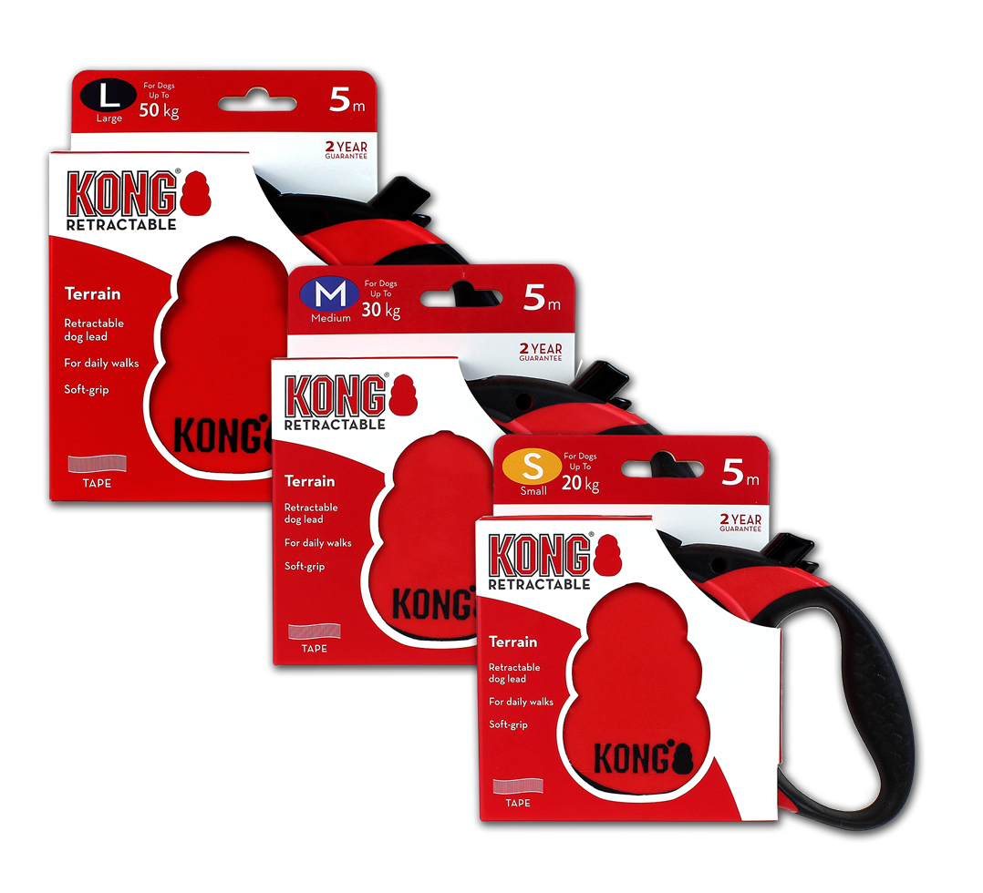 KONG Retractable Leash Terrain Red S (5m/20kg)