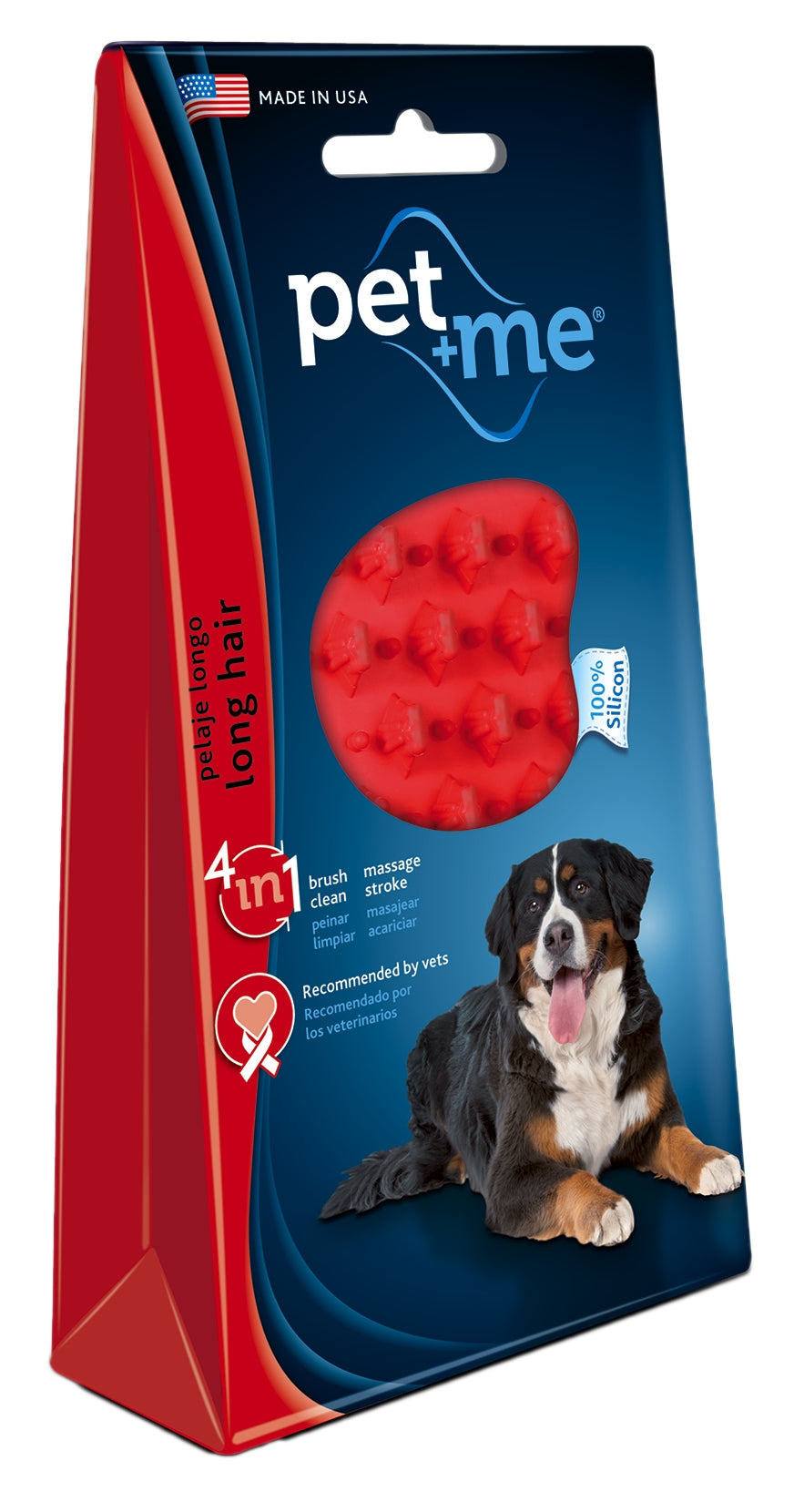 Pet+Me Dog Long Hair Brush Red