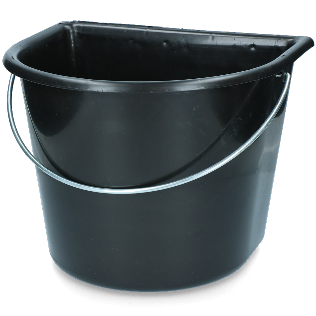 Bucket with flat side 15 l black