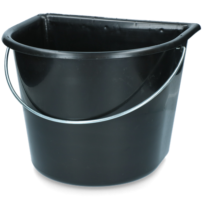 Bucket with flat side 15 l black