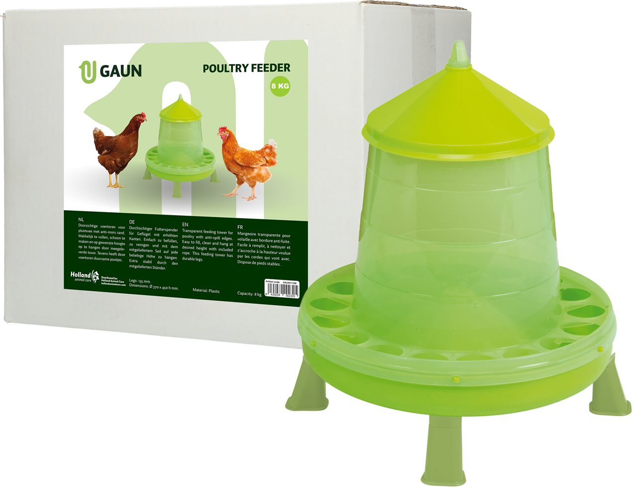 Poultry feeder with legs 8 kg green lemon