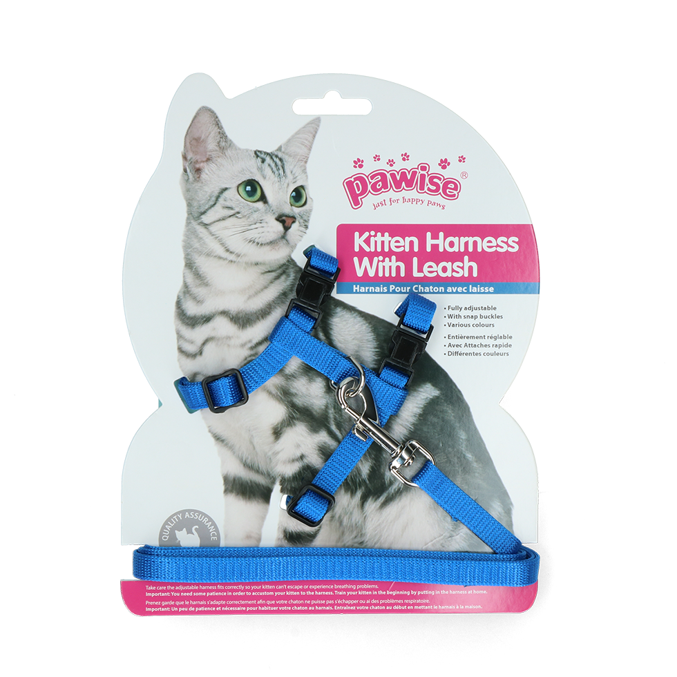 Pawise Kitten Harness Leash-Red/Blue