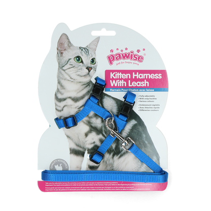 Pawise Kitten Harness Leash-Red/Blue