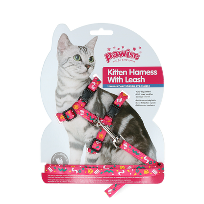 Pawise Kitten Harness Leash-Pink/Purple