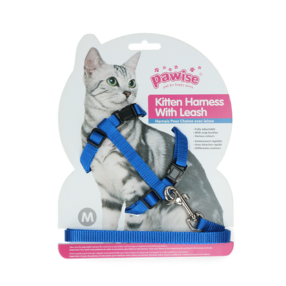 Pawise Kitten Harness Leash-Red/Blue