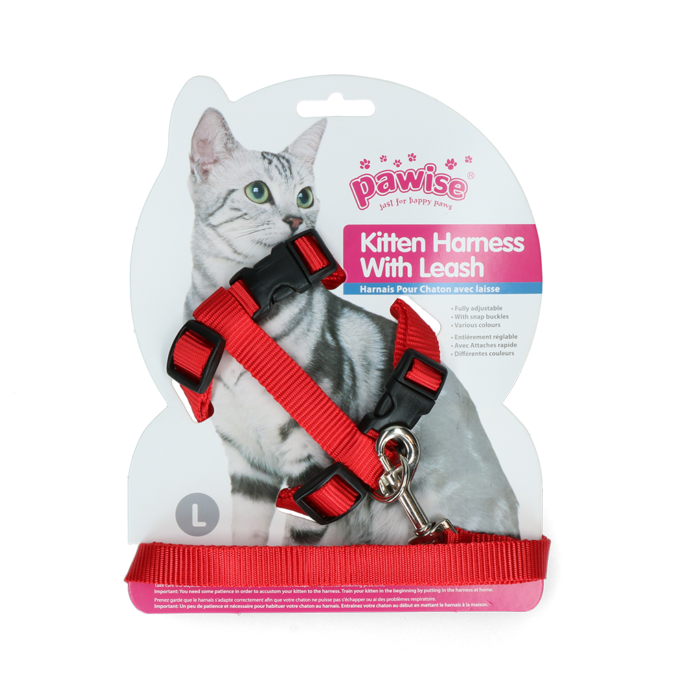 Pawise Kitten Harness Leash-Red/Blue