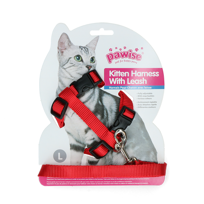 Pawise Kitten Harness Leash-Red/Blue