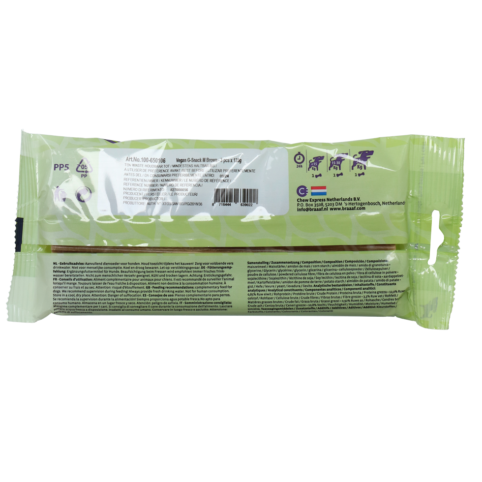 Braaaf VEGAN snack M - green 3 pcs.