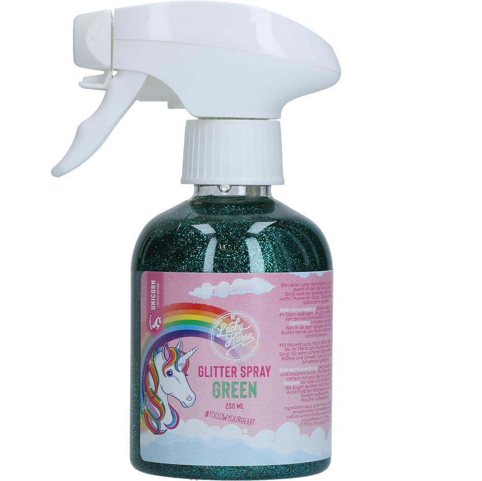 Lucky Horse Unicorn Green Glitter Spray