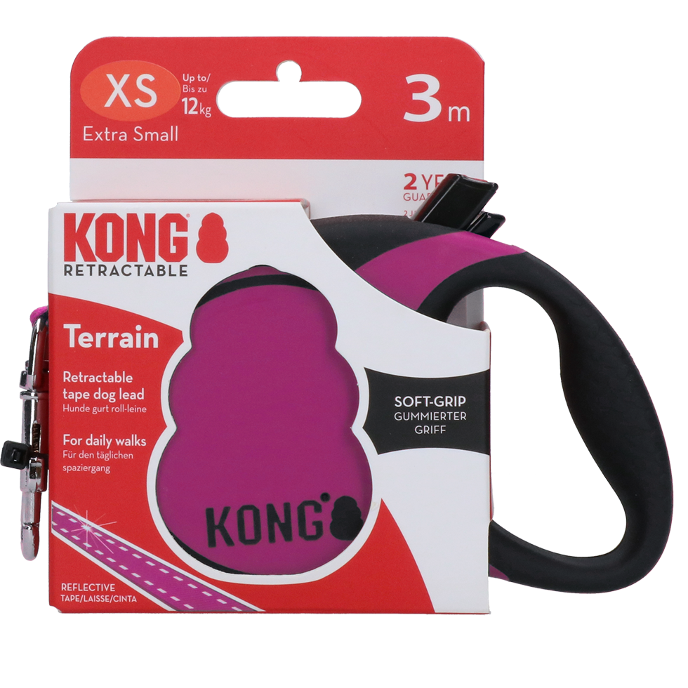 KONG Retractable Leash Terrain Pink XS (3m/12kg)