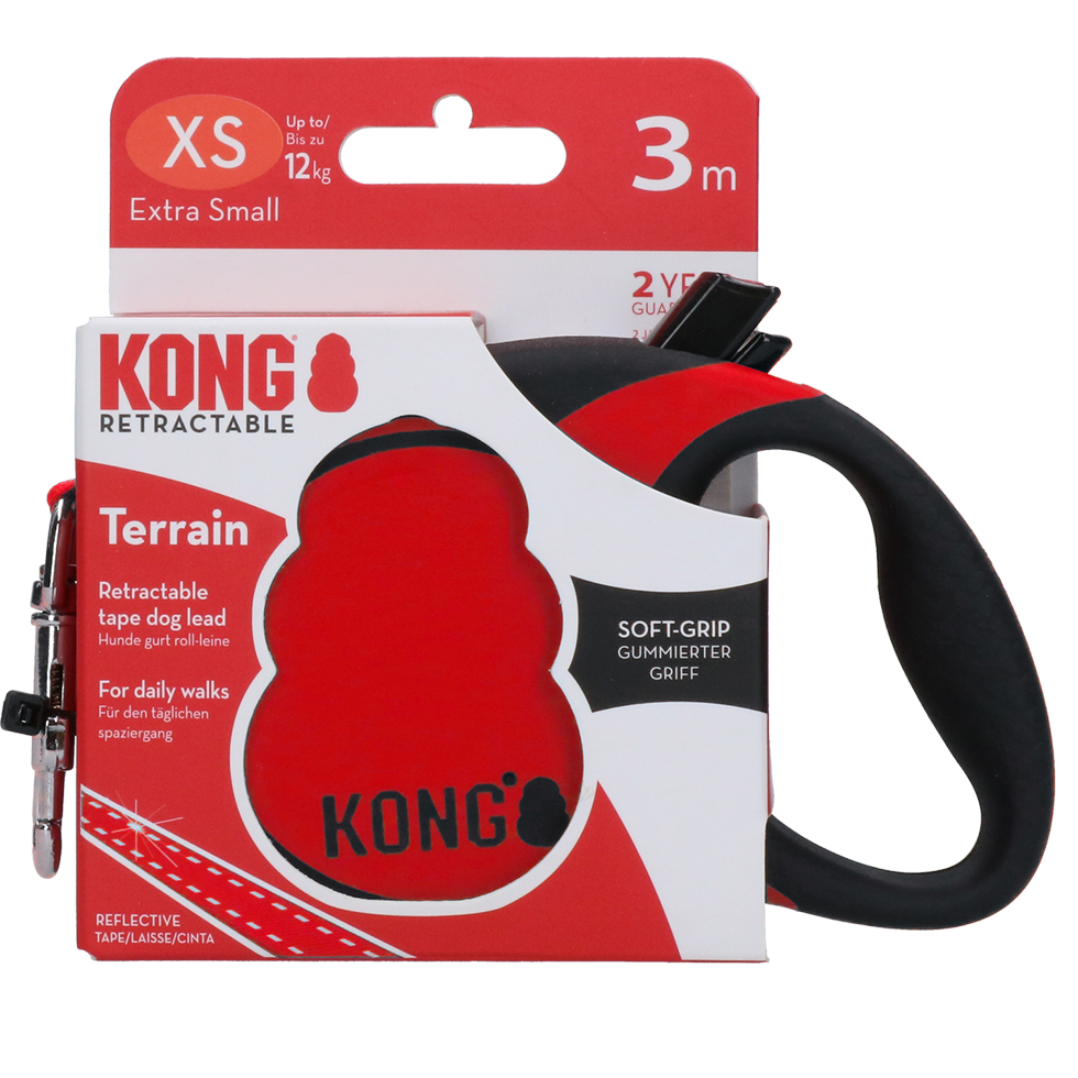 KONG Retractable Leash Terrain Red XS (3m/12kg)