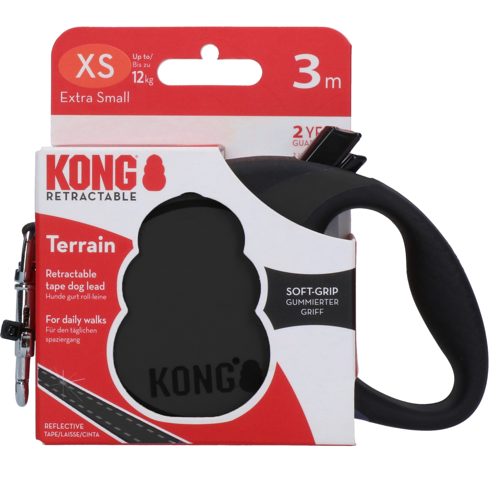 KONG Retractable Leash Terrain Black XS (3m/12kg)