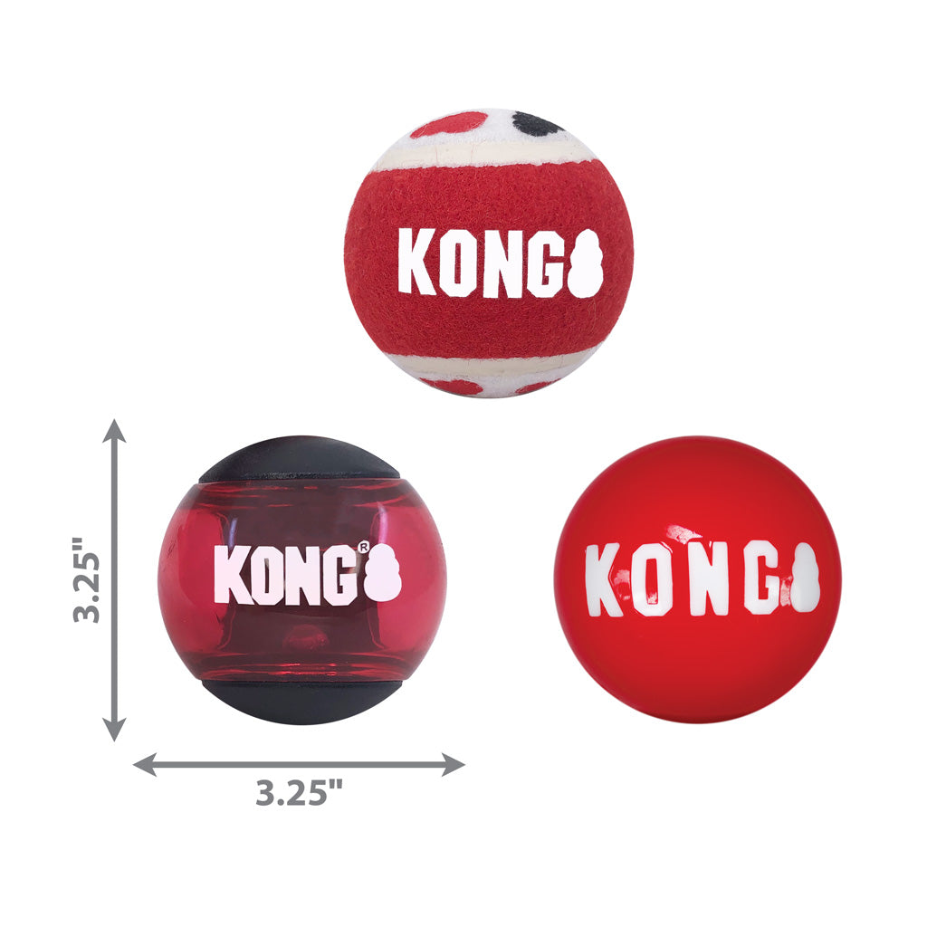 KONG Signature Balls 3-pk Assorted Lg