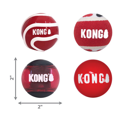 KONG Signature Balls 4-pk Assorted Sm