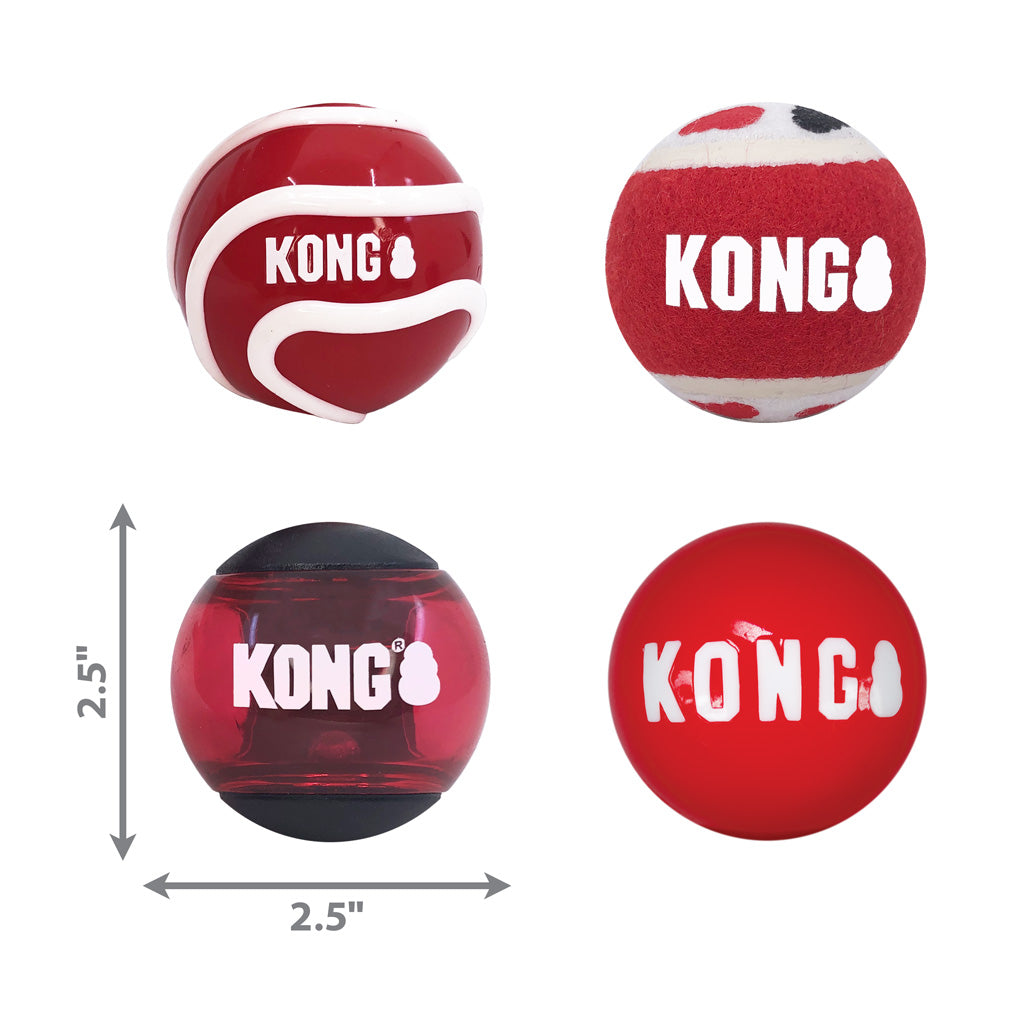 KONG Signature Balls 4-pk Assorted Sm