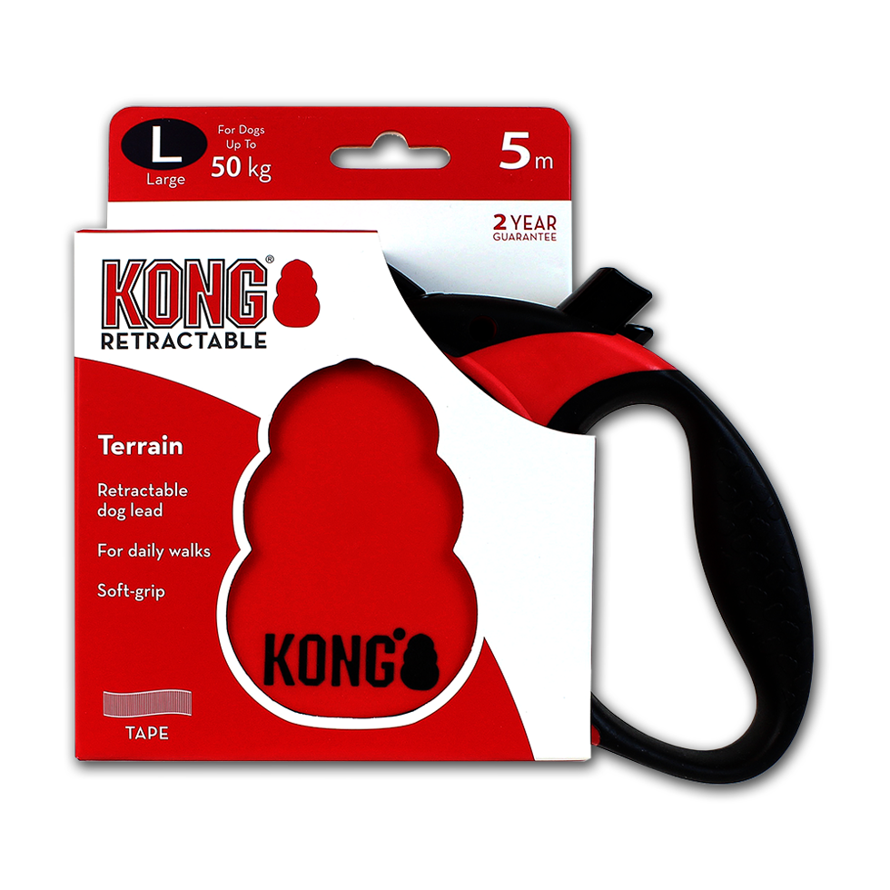 KONG Retractable Leash Terrain Red L (5m/50kg)