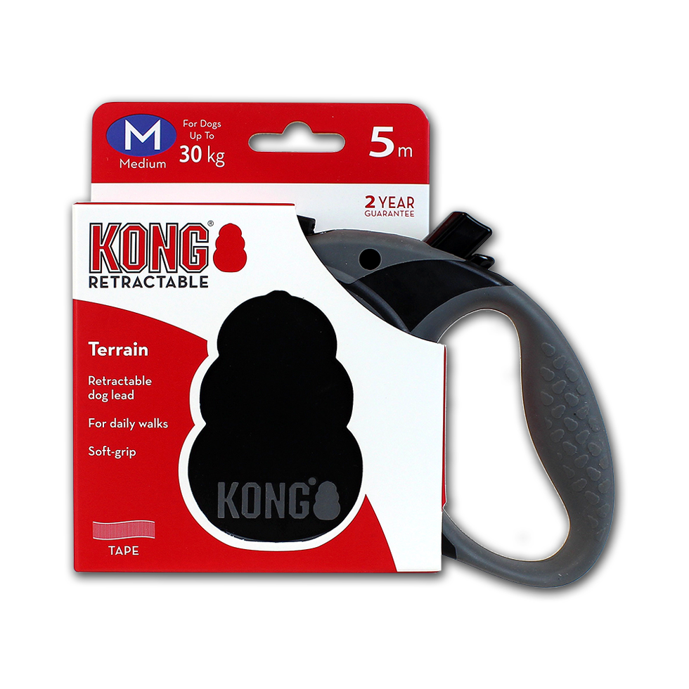 KONG Retractable Leash Terrain Black M (5m/30kg)