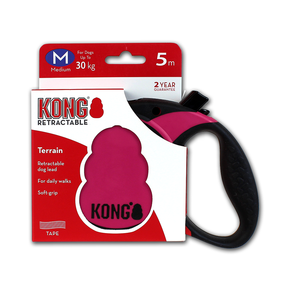 KONG Retractable Leash Terrain Pink M (5m/30kg)