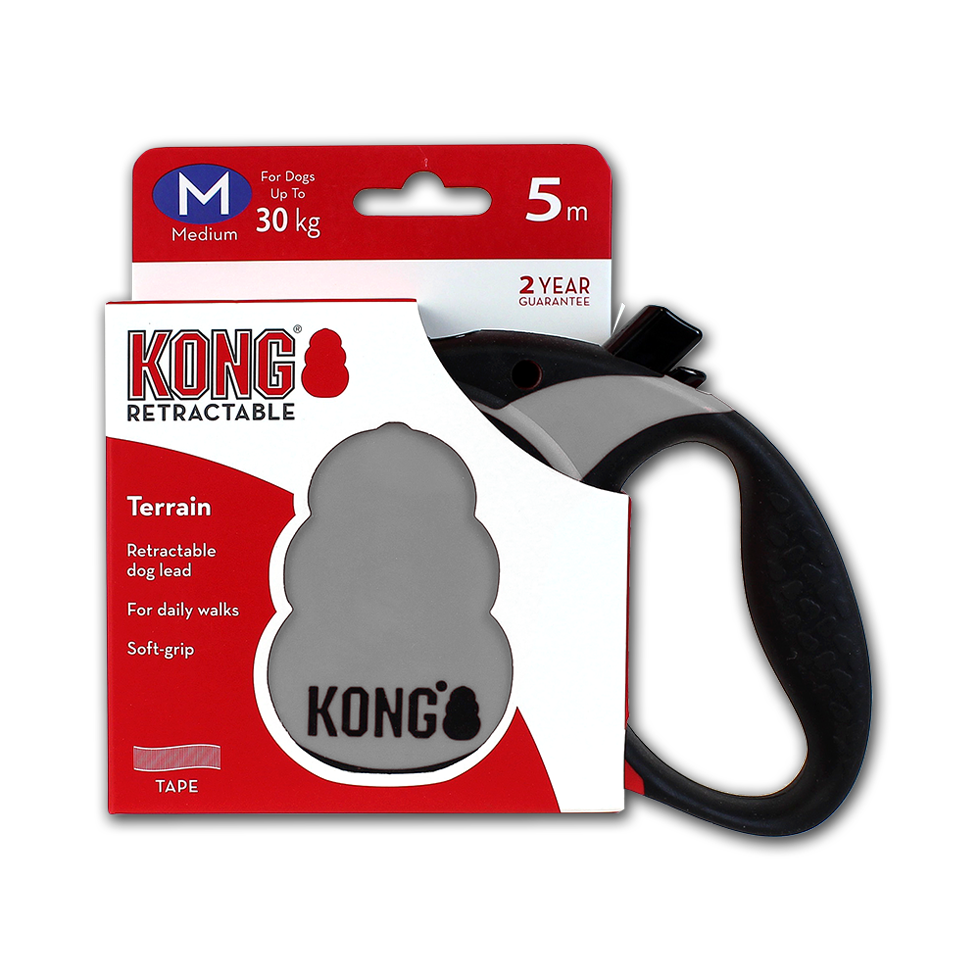 KONG Retractable Leash Terrain Grey M (5m/30kg)