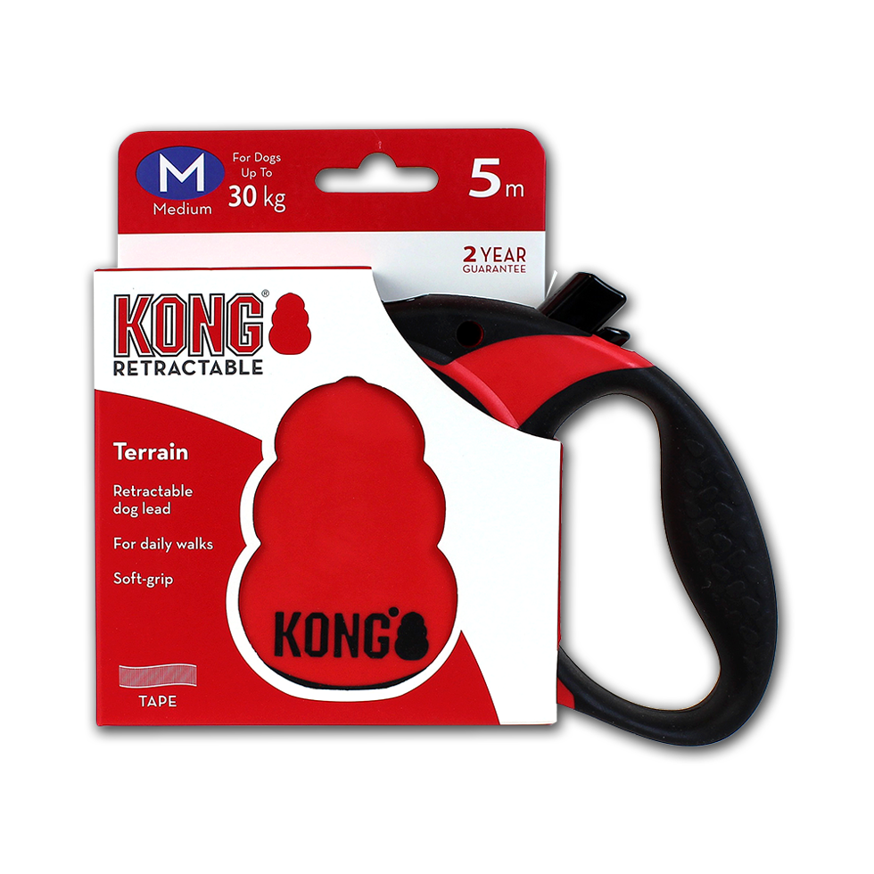 KONG Retractable Leash Terrain Red M (5m/30kg)