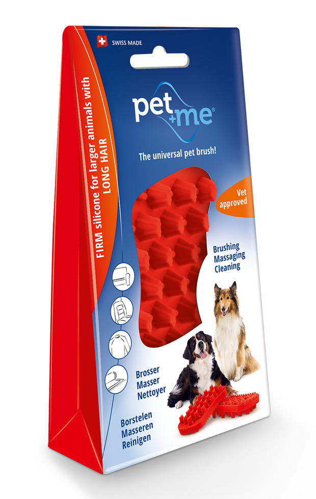 Pet+Me Dog Long Hair Brush Red