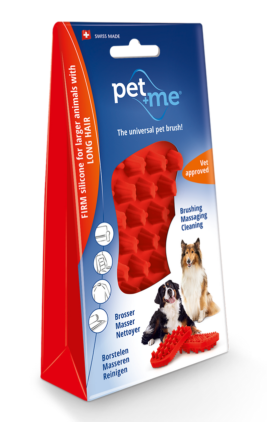 Pet+Me Dog Long Hair Brush Red